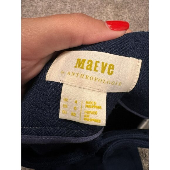 NWT New $128 Anthropologie Magda Tapered Trouser Work Career Navy Blue Pants 0 - Picture 5 of 7